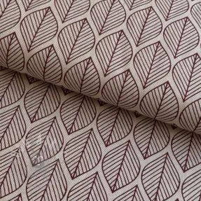 Țesătură decorativă Linenlook Leaf line minimalist wine
