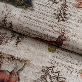 Țesătură decorativă Linenlook Forest deer song digital print