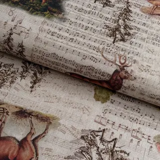 Țesătură decorativă Linenlook Forest deer song digital print