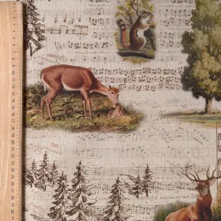 Țesătură decorativă Linenlook Forest deer song digital print