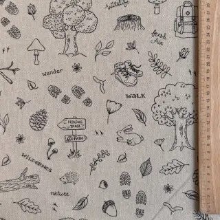 Țesătură decorativă Linenlook Wander woods doodle