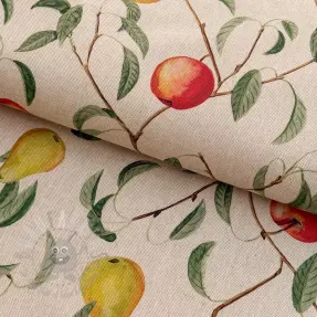 Țesătură decorativă Linenlook Apple pear branch digital print