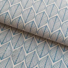 Țesătură decorativă Linenlook Leaf line minimalist denim