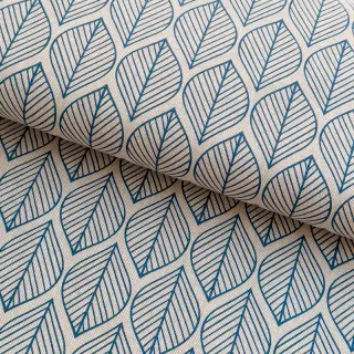 Țesătură decorativă Linenlook Leaf line minimalist denim