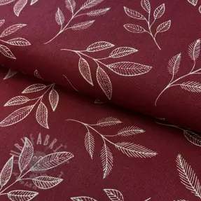 Țesătură decorativă Linenlook Elegant leaf branch wine