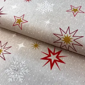 Țesătură decorativă Linenlook Magic star red gold