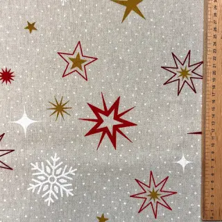 Țesătură decorativă Linenlook Magic star red gold