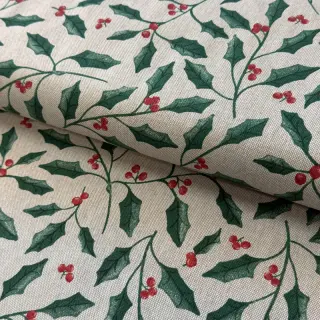 Țesătură decorativă Linenlook Holly branch Xmas
