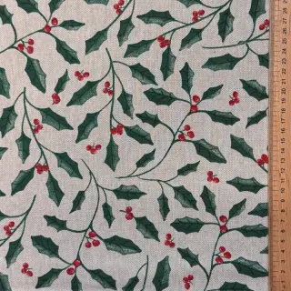 Țesătură decorativă Linenlook Holly branch Xmas