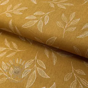 Țesătură decorativă Linenlook Elegant leaf branch yellow