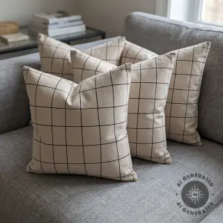 Țesătură decorativă Linenlook Freehand grid lines