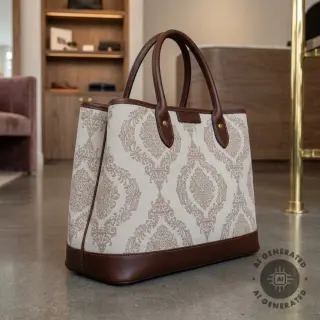 Țesătură decorativă Linenlook Baroque damask charm taupe