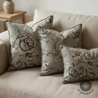 Țesătură decorativă Linenlook Elegant rose bloom army