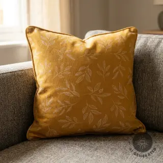 Țesătură decorativă Linenlook Elegant leaf branch yellow