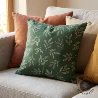Țesătură decorativă Linenlook Elegant leaf branch army