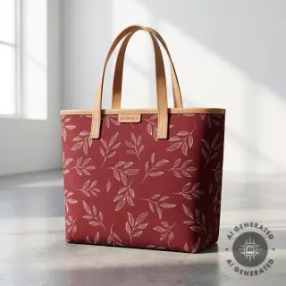 Țesătură decorativă Linenlook Elegant leaf branch wine