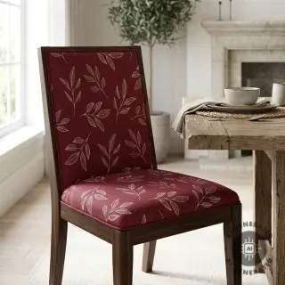 Țesătură decorativă Linenlook Elegant leaf branch wine