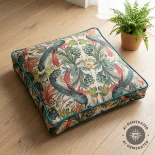 Țesătură decorativă Linenlook Leafy paradise bird digital print