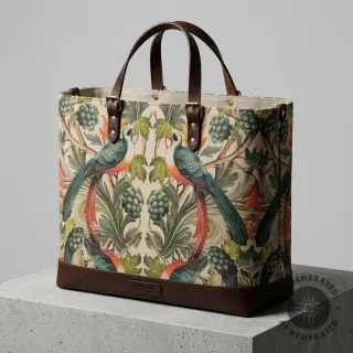 Țesătură decorativă Linenlook Leafy paradise bird digital print