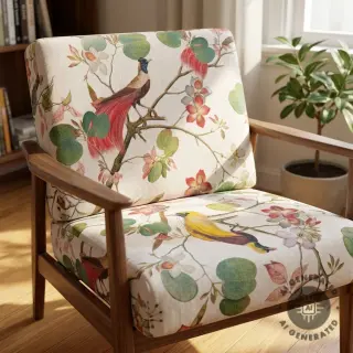 Țesătură decorativă Linenlook Orchid paradise bird digital print