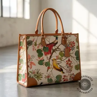 Țesătură decorativă Linenlook Orchid paradise bird digital print