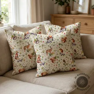 Țesătură decorativă Linenlook Animal forest dream digital print