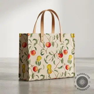 Țesătură decorativă Linenlook Apple pear branch digital print