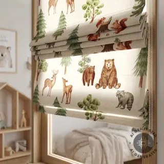 Țesătură decorativă Linenlook Wildwood animal scene digital print