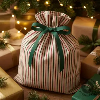 Țesătură decorativă Linenlook Little Xmas stripe