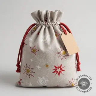 Țesătură decorativă Linenlook Magic star red gold