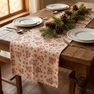 Țesătură decorativă Linenlook Winter berry bloom