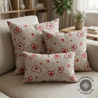 Țesătură decorativă Linenlook Sweet heart joy