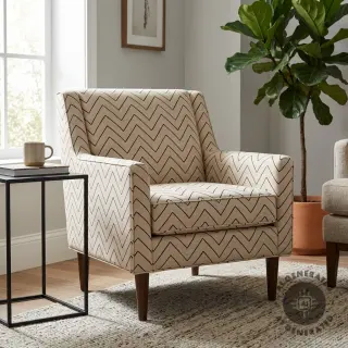 Țesătură decorativă Linenlook Freehand zigzag lines