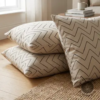 Țesătură decorativă Linenlook Freehand zigzag lines