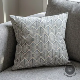 Țesătură decorativă Linenlook Leaf line minimalist denim