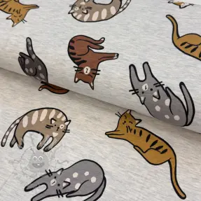 Tricot Lazy cats ecru melange