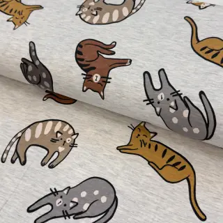 Tricot Lazy cats ecru melange