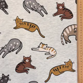 Tricot Lazy cats ecru melange