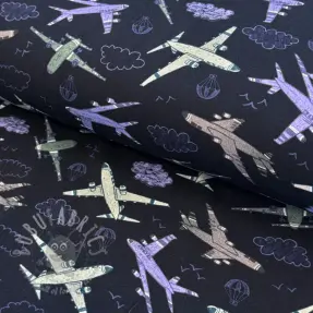 Tricot Airplanes navy digital print