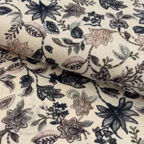 Tricot cu in Flowers navy digital print