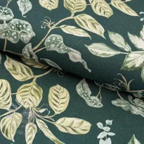 Țesătură decorativă Plants dark green digital print