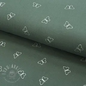 Catifea raiată subțire GLITTER Butterflies sage