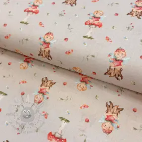 Țesătură din bumbac Sweet elf light sand digital print