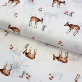 Țesătură din bumbac Doe white digital print