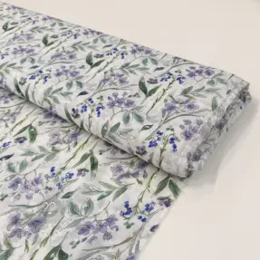 Viscoză DOBBY Flowers white digital print