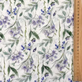 Viscoză DOBBY Flowers white digital print