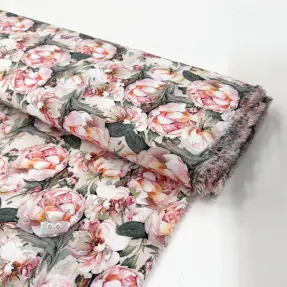 Viscoză POPLIN STRETCH My flowers green digital print