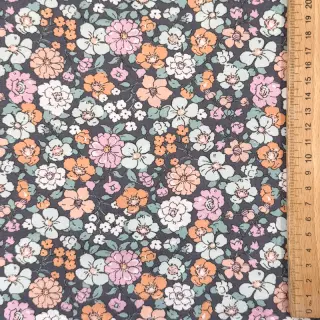 Țesătură din bumbac Flowers navy ORGANIC
