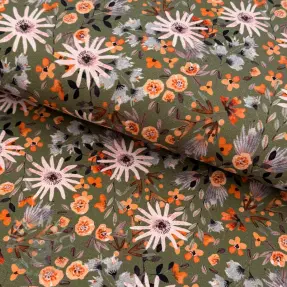 Jerse trening pieptănat Flowers forest green digital print