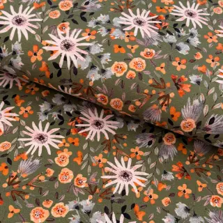 Jerse trening pieptănat Flowers forest green digital print
